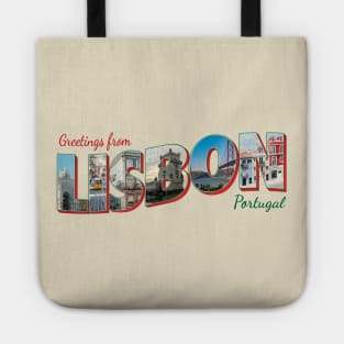 Greetings from Lisbon in Portugal vintage style retro souvenir Tote