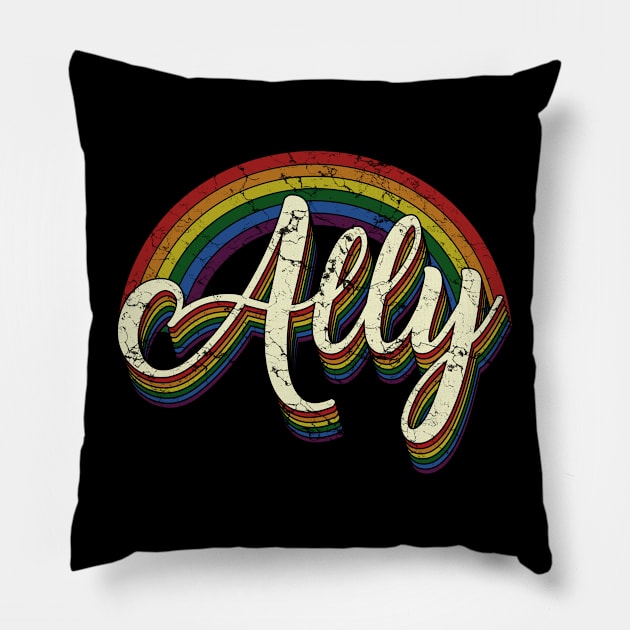 Vintage Ally LGBT Pride raibow Pillow by Dianeursusla Clothes