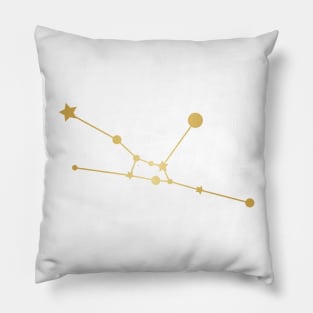 Taurus Zodiac Constellation in Gold Pillow