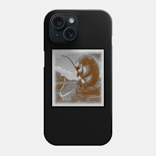 black and white pangolin fishing with cheese Phone Case