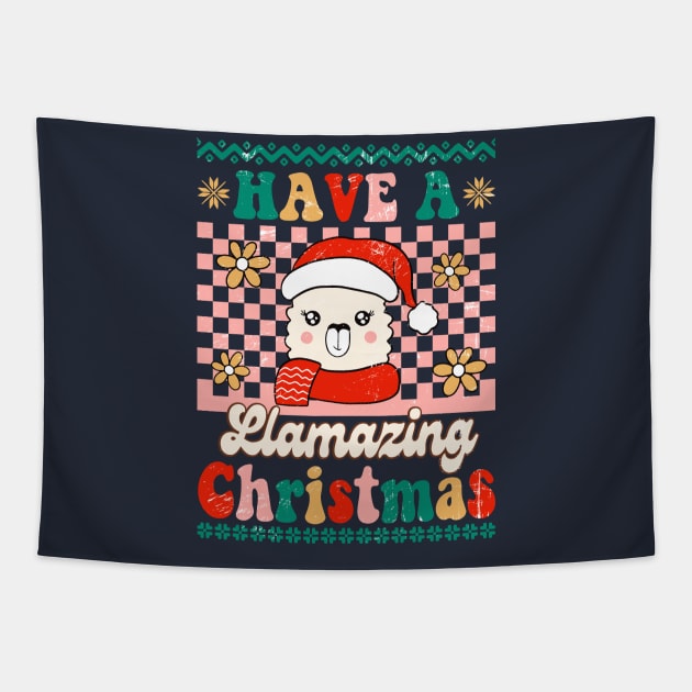 Have a Llamazing Christmas Tapestry by Erin Decker Creative