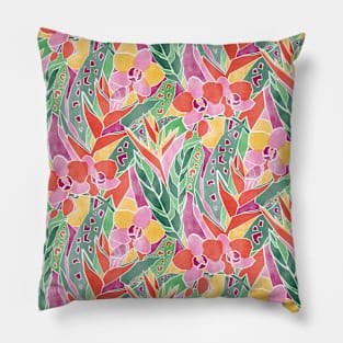 Pink Papercut Orchids Pillow