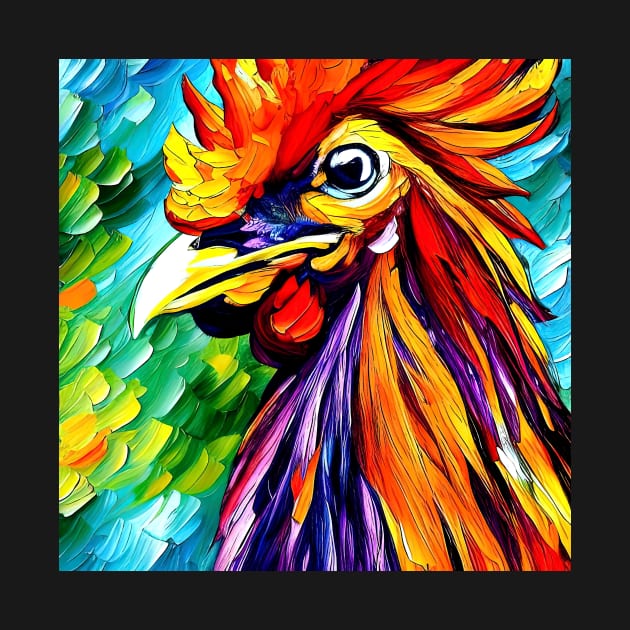 Colorful Funny Rooster Digital Artwork by funfun