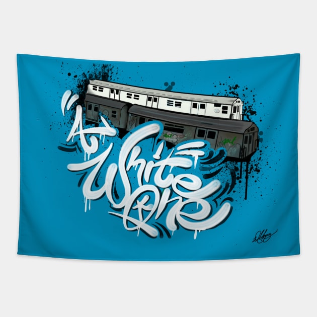 Beat Street. A White One Tapestry by Metal fabrics