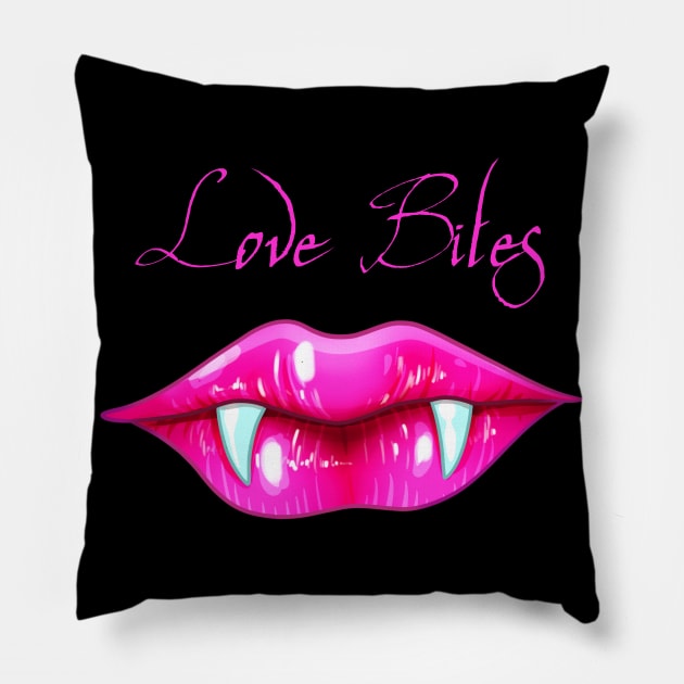 Pastel Goth Love Bites Vampire Lips Valentine Pillow by Wanderer Bat