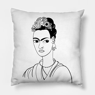 Freda Kahlo self portrait with barb wire necklace Pillow