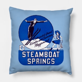 1940s Steamboat Springs Colorado Pillow