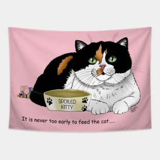 Calico Cat Food Bowl Tapestry