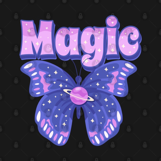 Magic butterfly text drawing by BrightLightArts