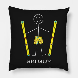 Funny Mens Skiing Ski Guy Pillow