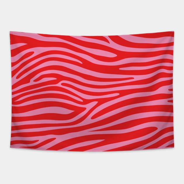 Red and Pink Zebra Print Tapestry by Ayoub14