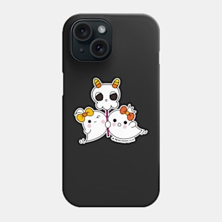 two ghosts cute spooky, cute skull ghost illustration Phone Case