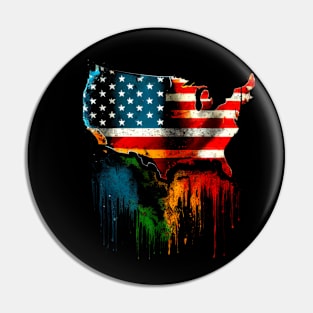 Psychedelic USA Map Pin