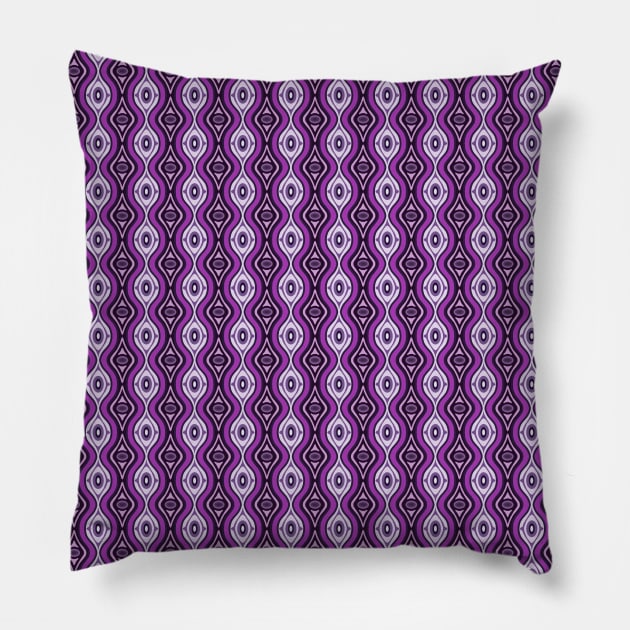 Purple Ovals and Curves Seamless Pattern 1970s Inspired Pillow by GenAumonier