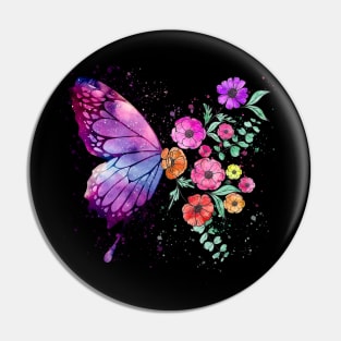 Galaxy Floral Butterfly Pin