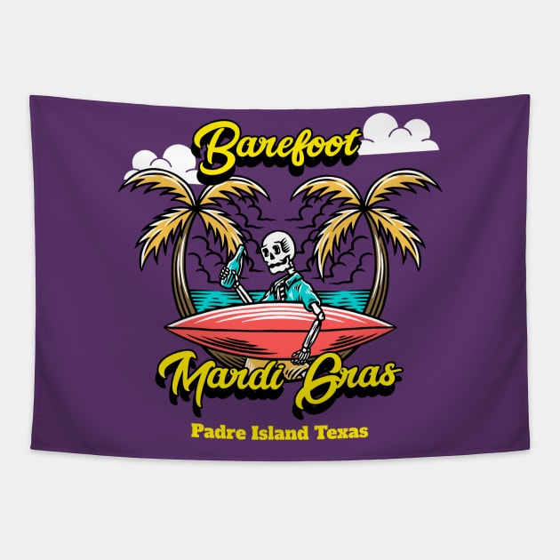 BAREFOOT MARDI GRAS T-SHIRT Tapestry by Cult Classics