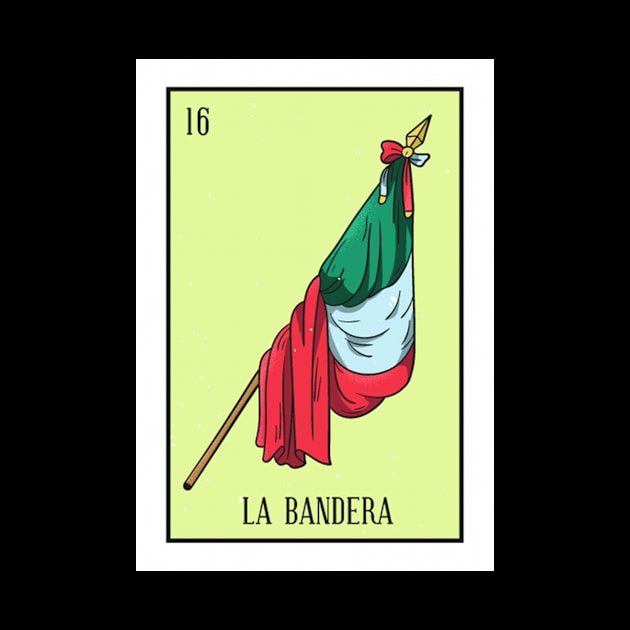 Mexican Loteria 16 La Bandera The Flag by Zone32