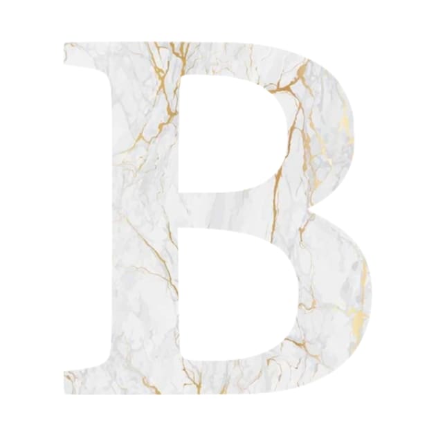 The Letter B White and Gold Marble Design by Claireandrewss