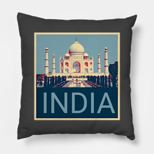 India in Shepard Fairey style design Pillow