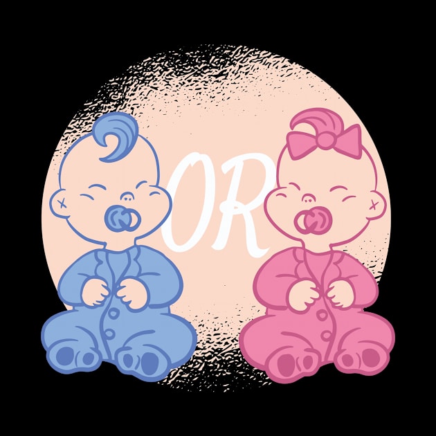 Gender Reveal pregnant child birth mother baby Boy and Girl by OfCA Design