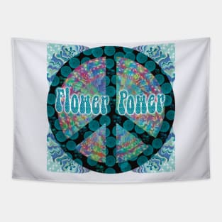 Flower Power Peace Symbol Tapestry