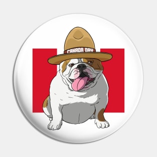 English Bulldog Mountie Canada Day Pin