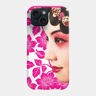 Chinese Opera Star with Pink Flower Pattern- Hong Kong Retro Phone Case