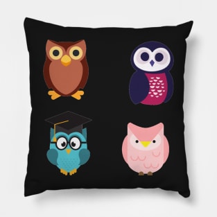 Owls 4 pk Stickers Collection Pillow