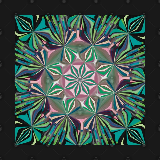 Lavender, Teal, Black and Blue Mandala by cherdoodles