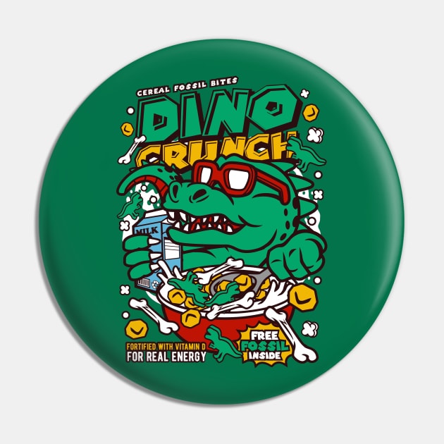 Retro Cartoon Cereal Box // Dino Crunch // Funny Vintage Breakfast Cereal Pin by SLAG_Creative