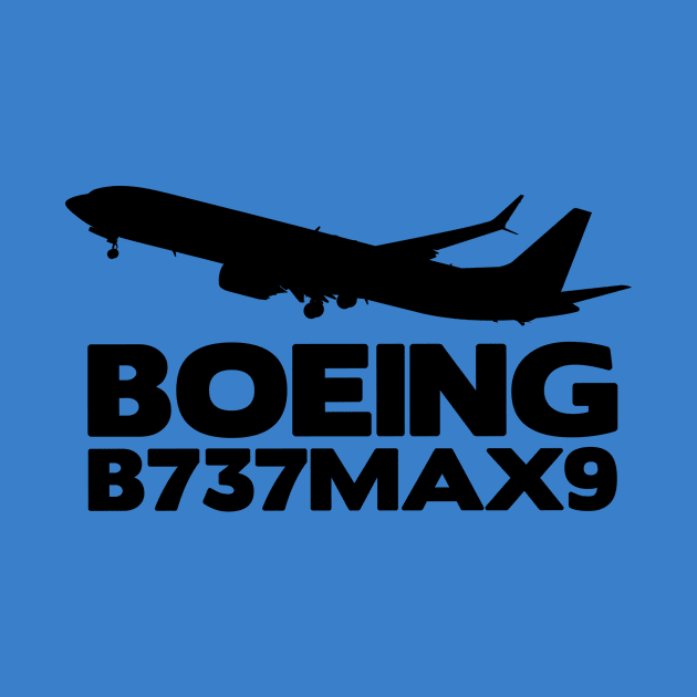 Boeing B737Max9 Silhouette Print (Black) by TheArtofFlying