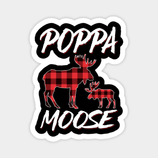 Red Plaid Poppa Moose Matching Family Pajama Christmas Gift Magnet