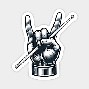 Drummer Band Musician Heavy Metal Pose Drums Magnet