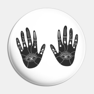 Witchy Cosmic Hands Black Pin