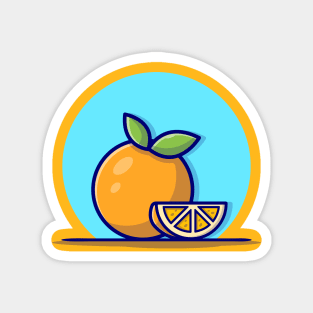 Orange And Slices Of Orange Cartoon Vector Icon Illustration Magnet