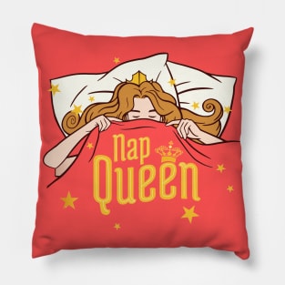 Nap Queen Funny Quote - Cute Sleeping Girl Artwork Pillow