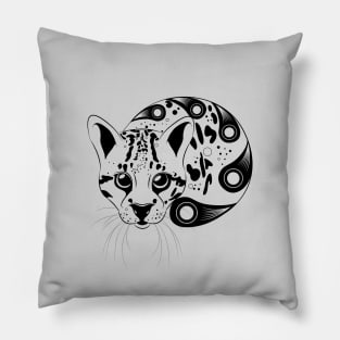 Ocelot Black Outline Pillow