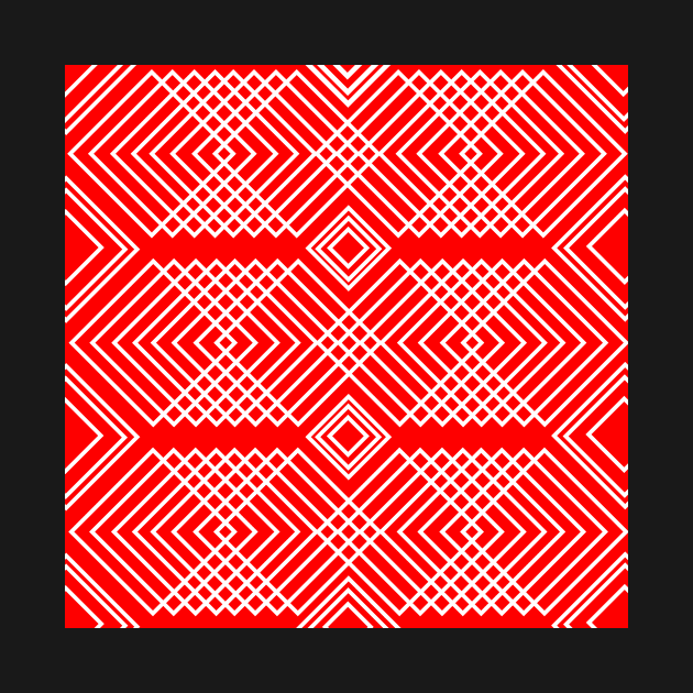 Red and white retro geometric squares pattern by JPS-CREATIONS