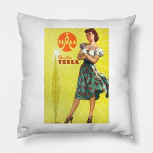 Radio Tesla Vintage Advertisement Pillow