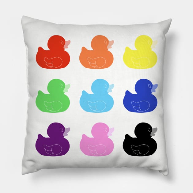 Rainbow Ducks Pillow by Smich