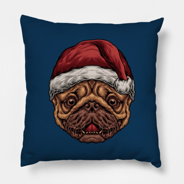 Santa Pug Pillow by AngelFlame