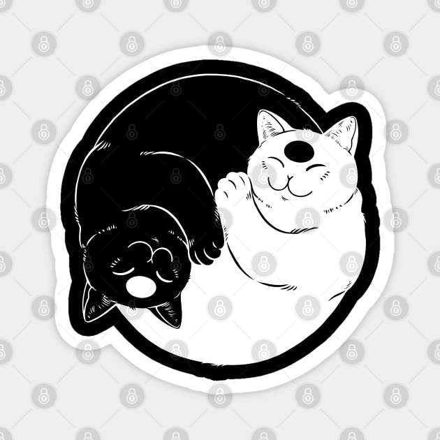 Yin Yang cute sleeping Cats Magnet by OccultOmaStore