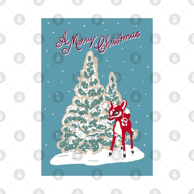 Vintage Christmas Cookie Tree with Red Bambi Decoration by NattyDesigns