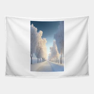 White Winter Ways - An almost white and serene winter path in cool sunlight Tapestry