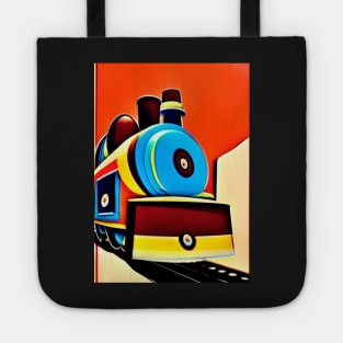 POPART COMIC STYLE BLUE AND YELLOW STEAM TRAIN Tote