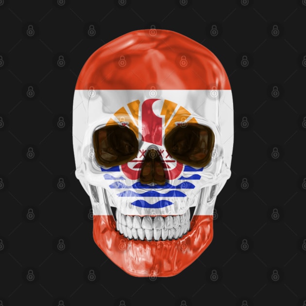 French Polynesia Flag Skull - Gift for French Polynesian With Roots From French Polynesia by Country Flags