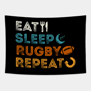 Eat Sleep Rugby Repeat Tapestry