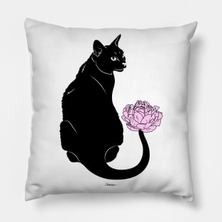 Flower Cat Pink Pillow