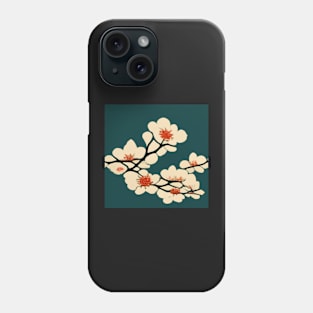 Floral Chiyogami Pattern on dark green Phone Case