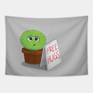 Sad Free Hugs Cactus Cute and Silly Tapestry